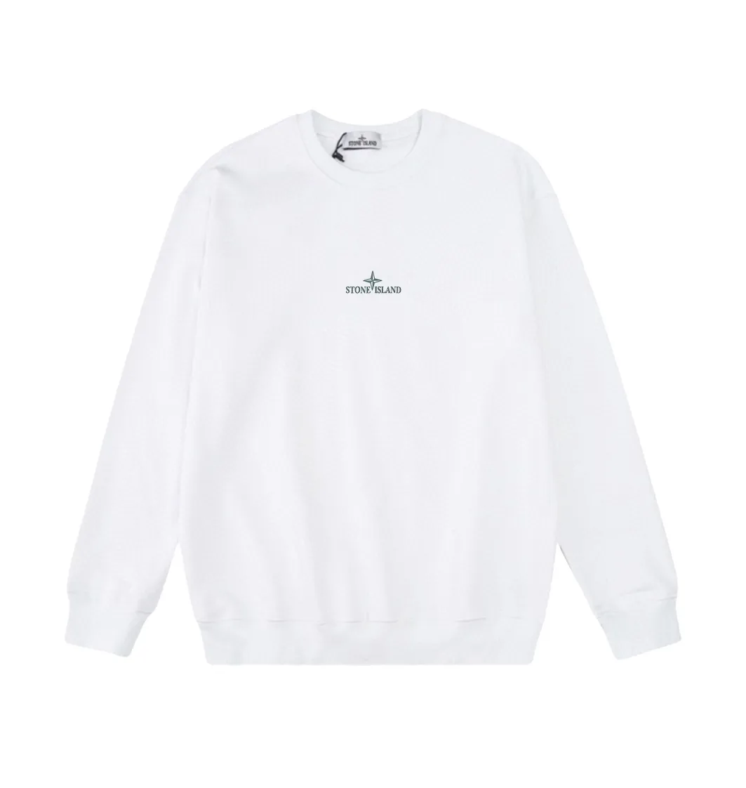W810#P160💰 Stone Island classic compass logo printed round neck long-sleeved sweatshirt! Versatile base round neck sweatshirt for couples! Simple armband design, customized 1*1 thread (fine texture), 380g double-strand large terry fabric, very good quality, foreign trade craftsmanship, respect the original version! The threads at the cuffs and hem are all original bartacks! The time-consuming and material consumption distinguishes the ordinary version on the market! Tops worn by celebrities from all walks of life on INS, can be matched with couple styles!  Color: Black White Size: M-XXL